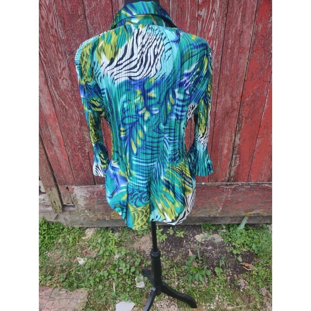 Mini Pleats Top Womens Size Large Pleated Satin Blouse - Picture 4 of 4